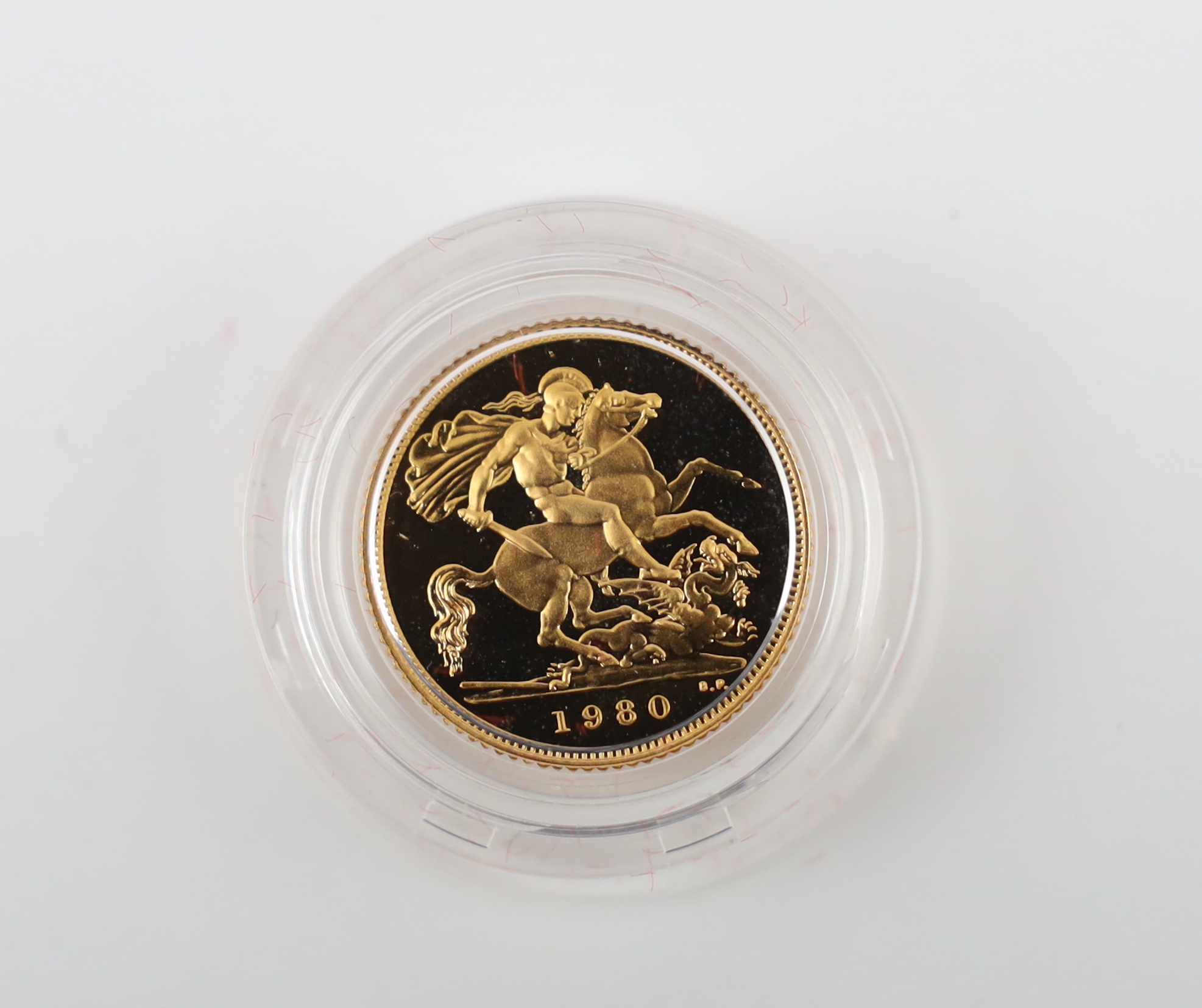 British Gold coins, Elizabeth II half sovereign, 1980, FDC, cased with paperwork (S4205)